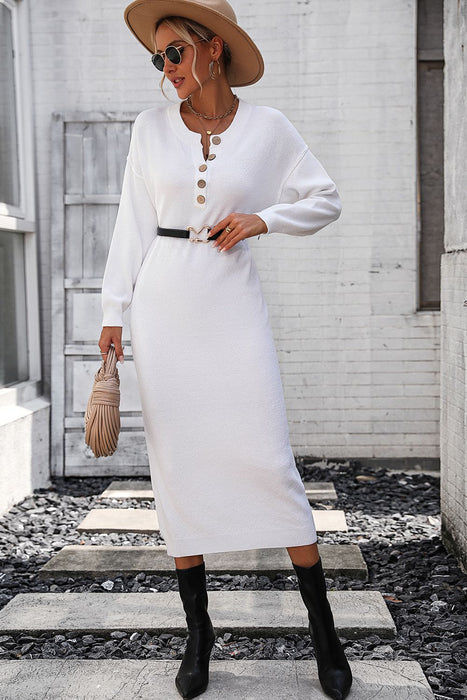 Long Sweater Dress | Button-Down Midi Dress