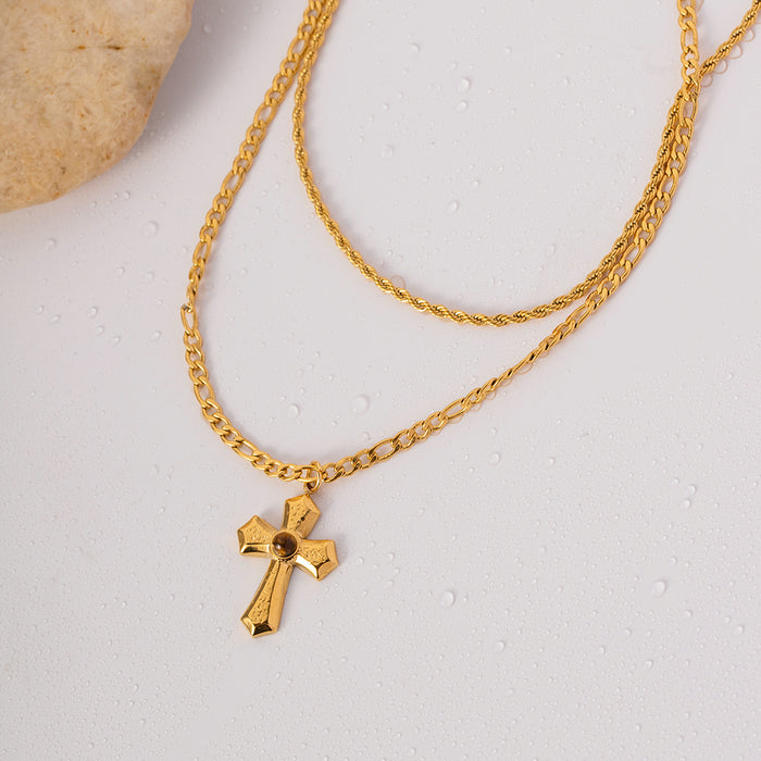 18K Gold-Plated Cross Necklace