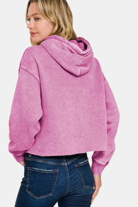 Pink Acid Wash Hoodie