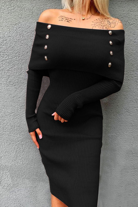 Off-Shoulder Long Sleeve Dress