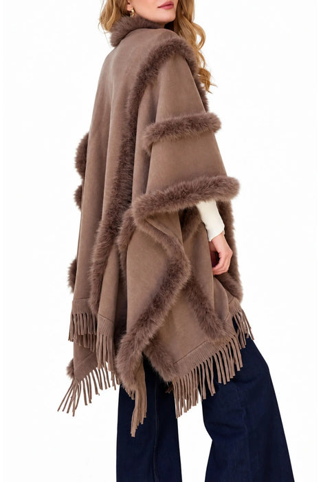 Women's Faux Fur Fringe Cape