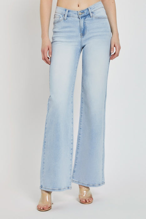 Wide Leg V Dipped Jeans