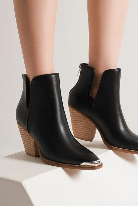 Pointed Metal-Tip Ankle Boots