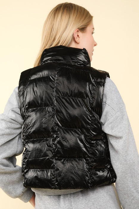 Shiny Metallic Puffer Vest