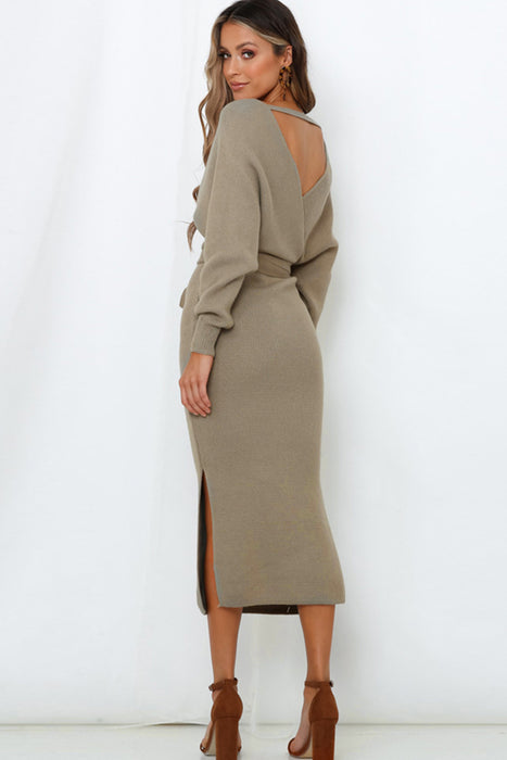 Midi Sweater Dress | Neck Bow Sweater Dress