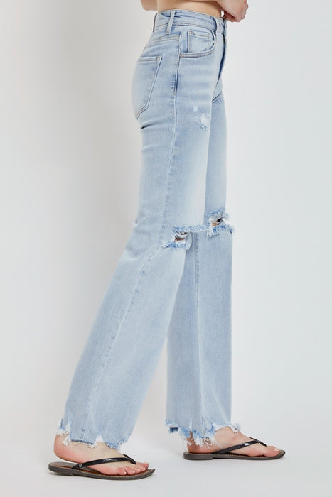 High Rise Distressed Wide Leg Jeans