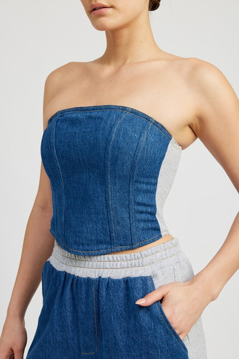 DENIM BUSTIER TOP