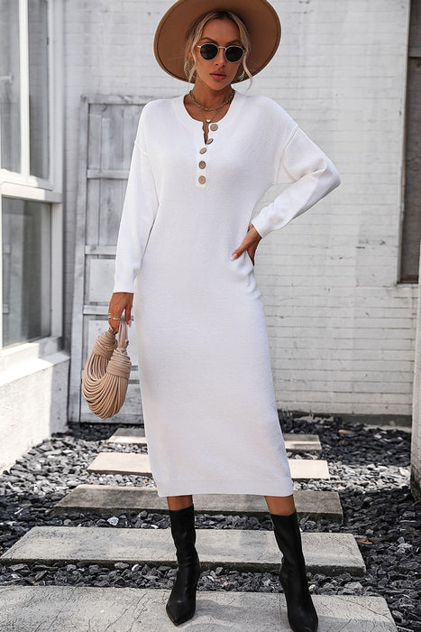 Long Sweater Dress | Button-Down Midi Dress