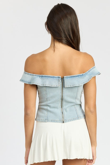 OFF SHOULDER BUSTIER TOP