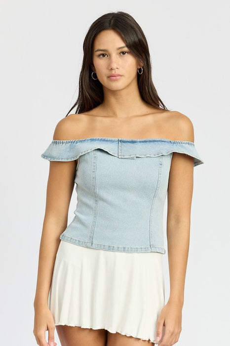 OFF SHOULDER BUSTIER TOP