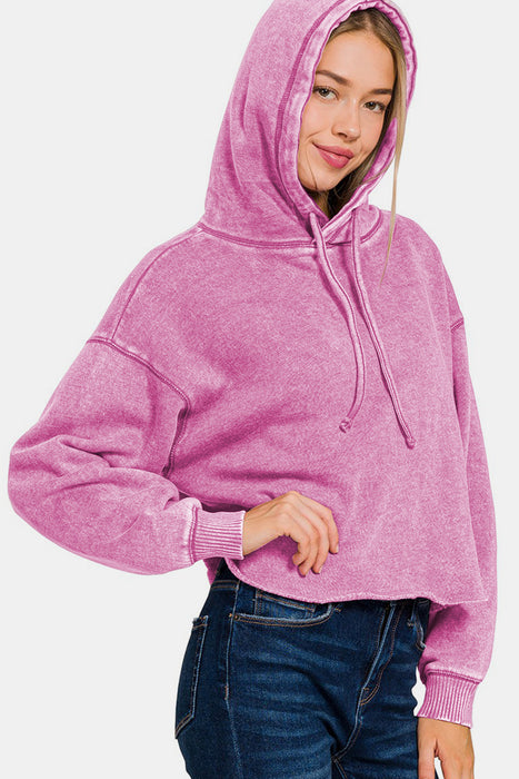 Pink Acid Wash Hoodie