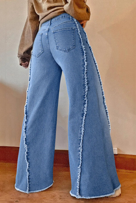 Raw Hem Wide Leg Jeans