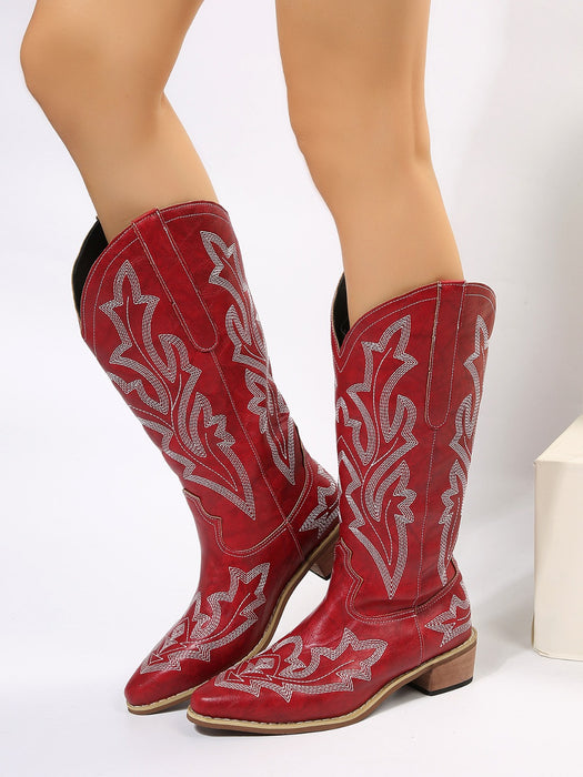 Leather Embroidered Cowboy Boots