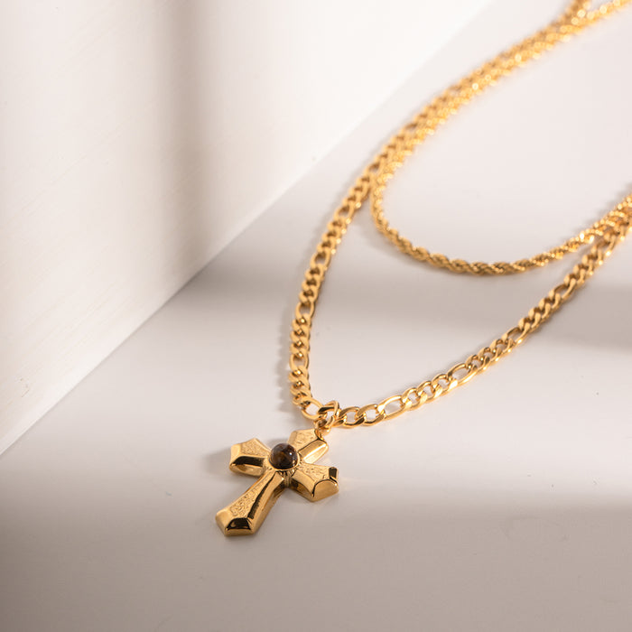 18K Gold-Plated Cross Necklace