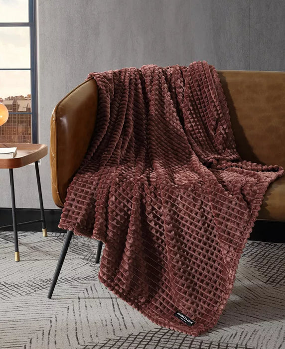 Textured Jacquard Plush Throw, 60" X 50"
