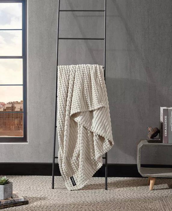 Textured Jacquard Plush Throw, 60" X 50"