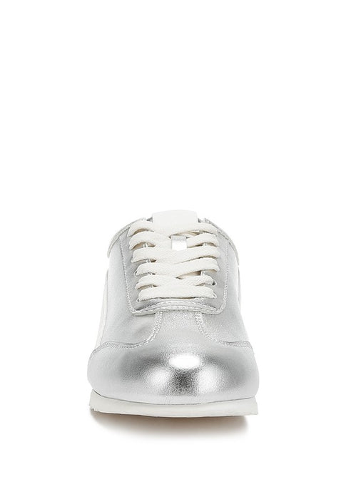 Metallic Lace-Up Sneakers