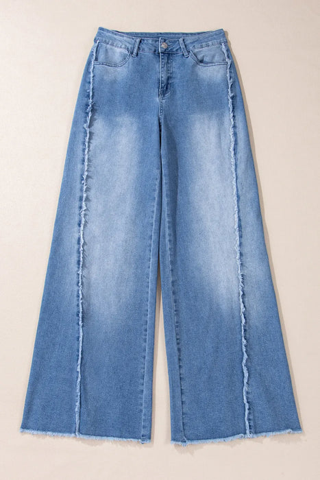 Raw Hem Wide Leg Jeans