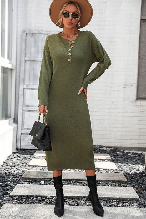 Long Sweater Dress | Button-Down Midi Dress