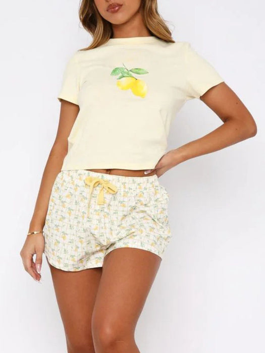 Short Sleeve Top Shorts Set