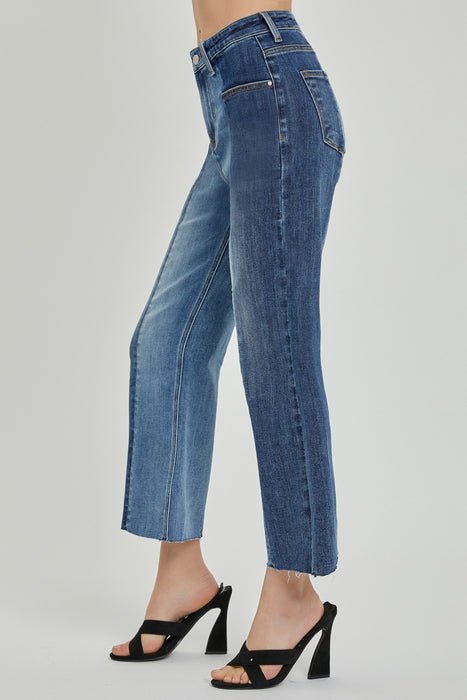 Mid-Rise Waist Two-Tones Jeans