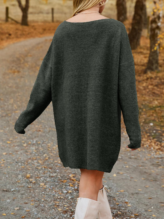 Mini Sweater Dress | V-Neck Sweater Dress