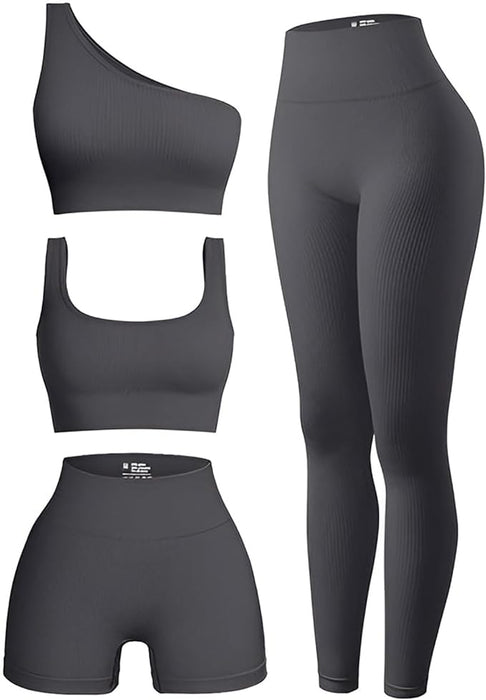 Women's Workout Set | 4 Piece Set | Grey