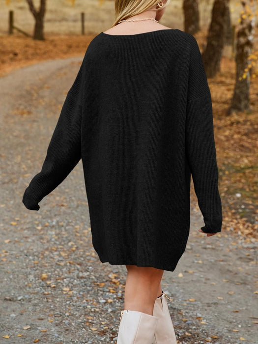 Mini Sweater Dress | V-Neck Sweater Dress