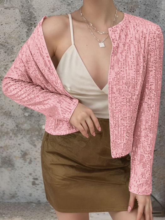 Sequin Open Front Cropped Jacket