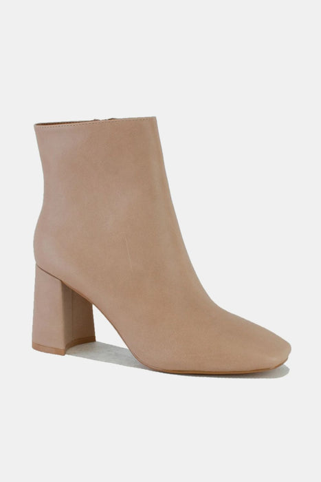 Leather Block Heel Boots