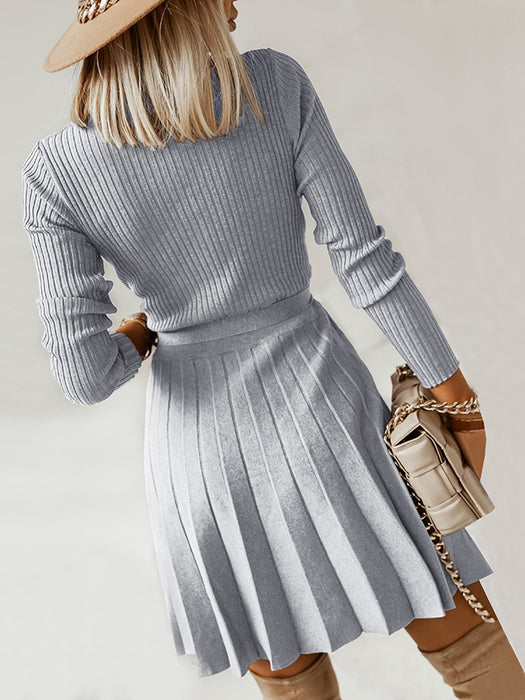 Midi Sweater Dress | Pleated Sweater Dress