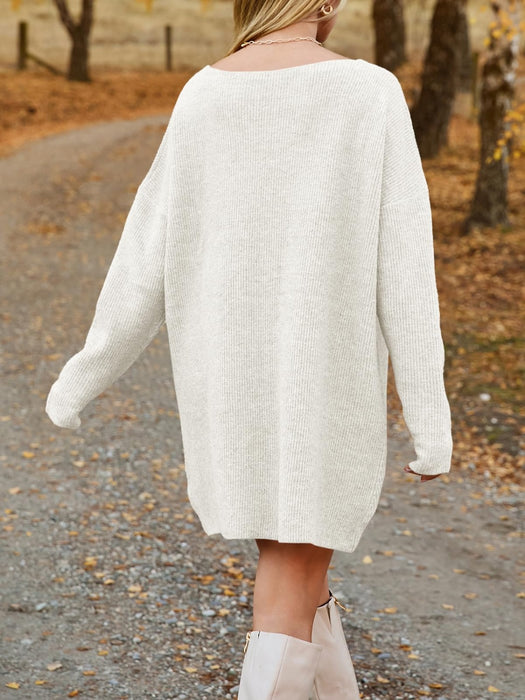 Mini Sweater Dress | V-Neck Sweater Dress