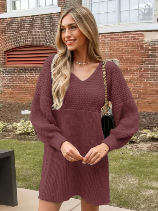 Mini Sweater Dress | V-Neck Sweater Dress