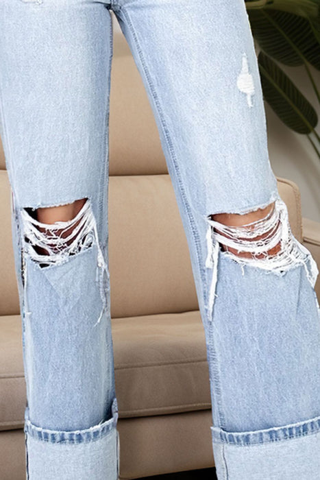 Distressed High Waist Jeans