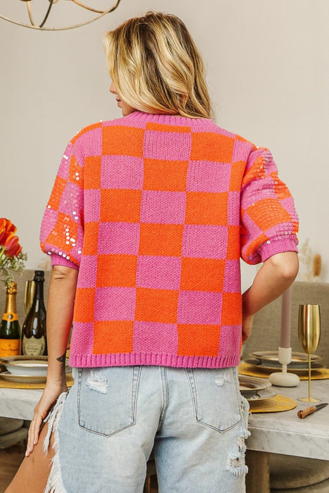 Checkered Sequin Sweater