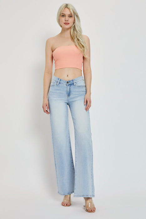 Wide Leg V Dipped Jeans