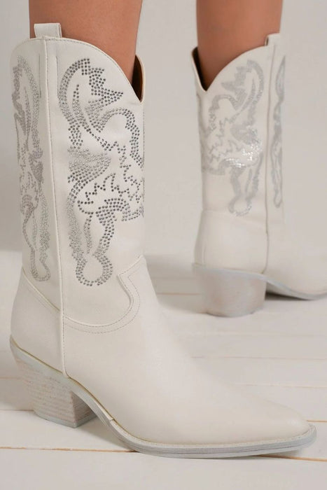 White Rhinestone Cowgirl Boots