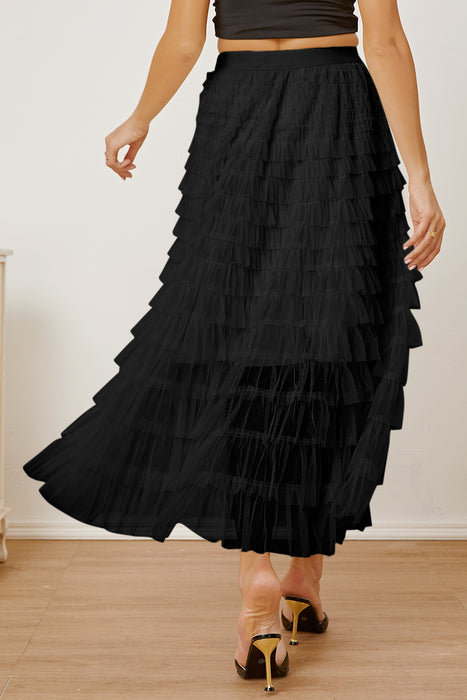 High Waist Tiered Skirt