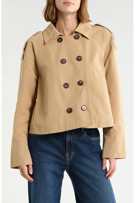 Cropped Double-Breasted Trench Coat