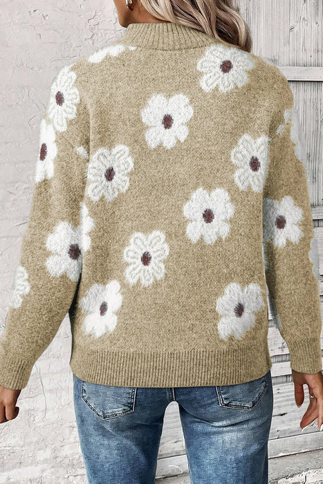 Flower Half Zip Sweater