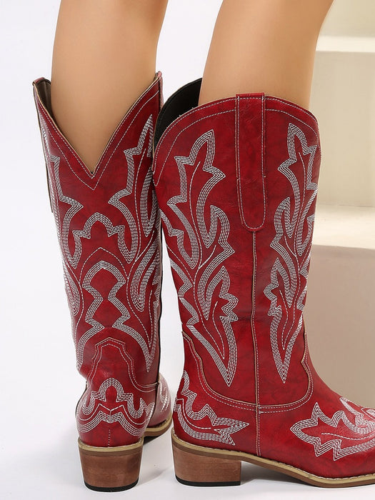 Leather Embroidered Cowboy Boots