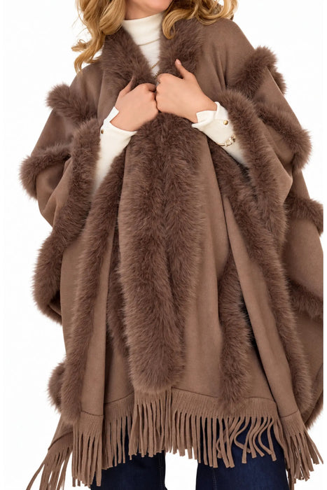 Women's Faux Fur Fringe Cape