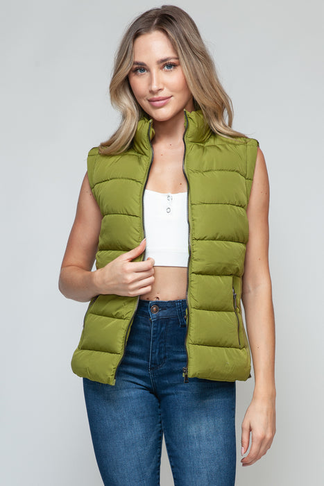 Green Turtleneck Vest with Pockets