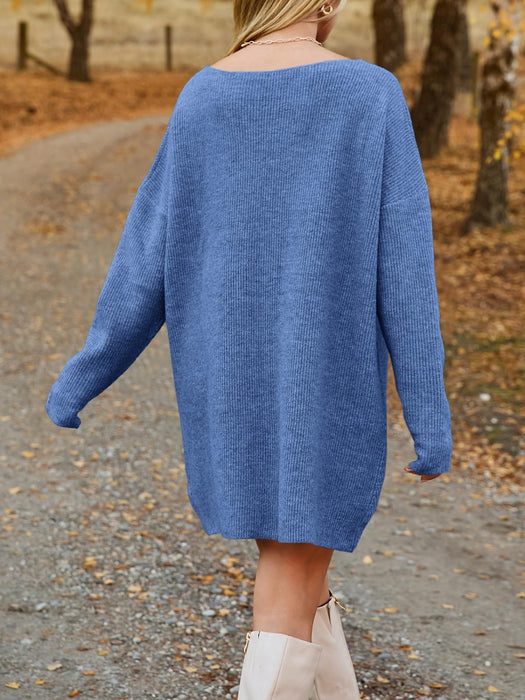 Mini Sweater Dress | V-Neck Sweater Dress