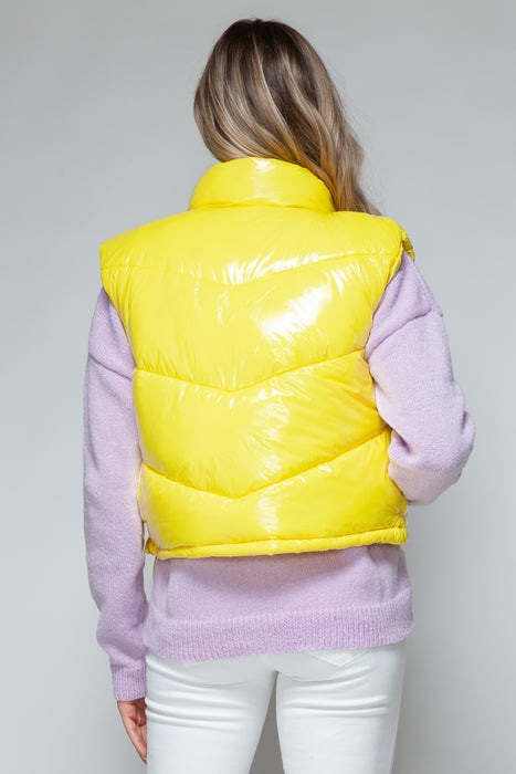 Yellow Shiny Quilted Vest