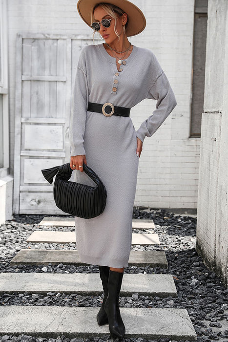 Long Sweater Dress | Button-Down Midi Dress