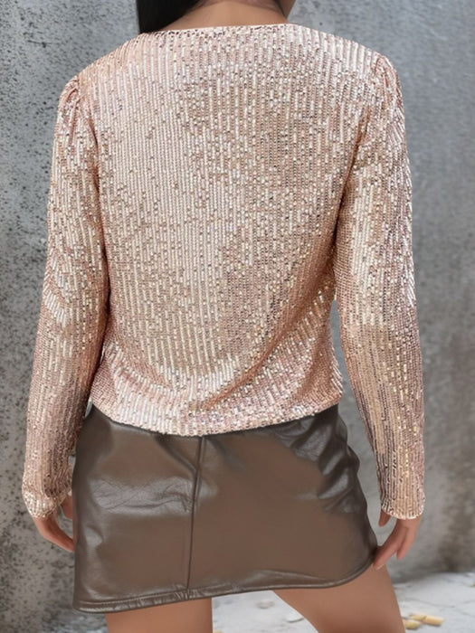 Sequin Open Front Cropped Jacket