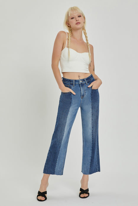 Mid-Rise Waist Two-Tones Jeans