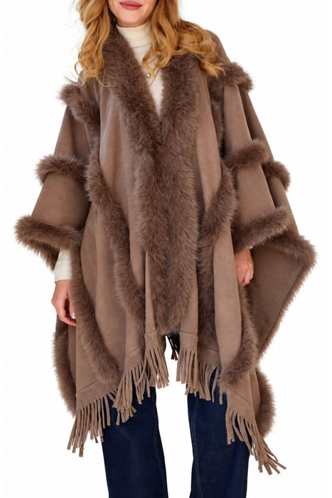 Women's Faux Fur Fringe Cape