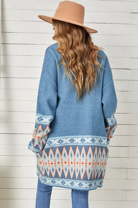 Geometric Long Sleeve Cardigan